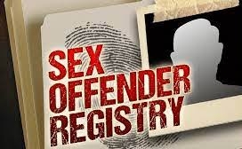 SOR - NARSOL Document cover reading'Sex Offender Registry' with a fingerprint graphic and a silhouette in the background, suggesting public safety information.